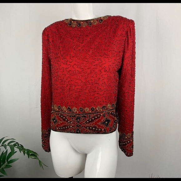 Vintage Lawrence Kazer Beaded Silk Crop Jacket - Picture 15 of 16